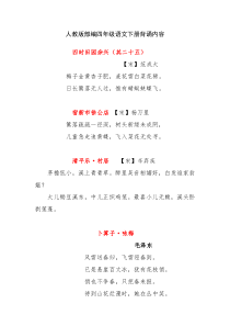 人教版部编四年级语文下册背诵内容