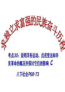 考点30： 说明洋务运动、戊戌变法和辛亥革命的概况并探讨它们的影响