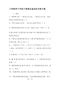 小学数学六年级下册期末基础知识练习题