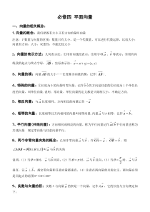 高中数学必修四平面向量知识点总结及训练题