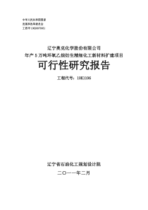 能源公司年产5万吨环氧乙烷衍生精细化工新材料扩建项目可行性研究报告
