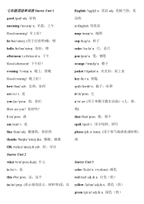 新版人教版七年级上册英语词汇表