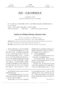 浅析一次盐水精制技术