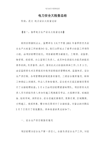 电力安全大检查总结