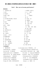 2018年新目标英语九年级全册知识点归纳及习题打印版