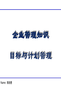 企业管理知识（目标与计划管理）