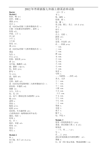 XX版外研社七年级上册英语单词表供默写