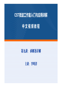 CST微波工作室视频培训教程讲义—求解器