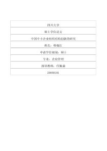 中国中小企业组织结构创新的研究