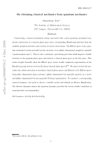 On obtaining classical mechanics from quantum mech
