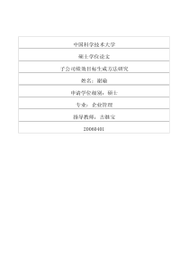 子公司绩效目标生成方法研究