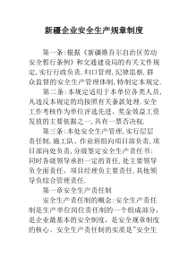 新疆企业安全生产规章制度
