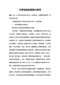 大学生创业项目计划书