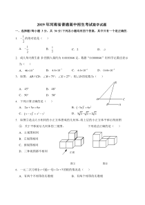 2019年河南省中考数学试题及答案