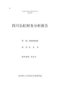 四川长虹财务分析报告(哈佛分析模板)