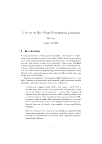 A Survey on Multi-Stage Programming Languages