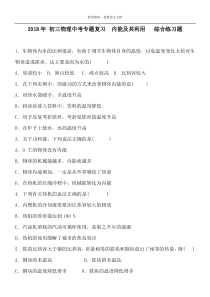 2018年初三物理中考专题复习内能及其利用综合练习题