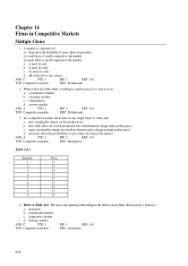 经济学原理对应练习 14