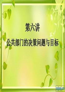 第六讲 公共部门的决策问题与目标