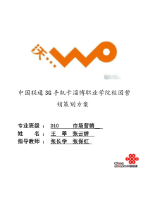 中国联通3G手机卡淄博职业学院校园营销策划方案
