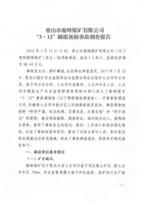 密山市鹿峰煤矿有限公司312瞒报顶板事故调查报告