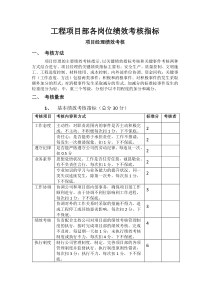 工程项目部绩效考核标准