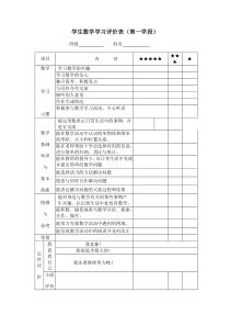 学生数学学习评价表