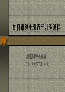 如何带领小组查经训练课程 - West Chester Chinese