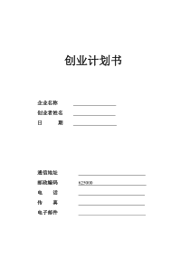 创业计划书模版
