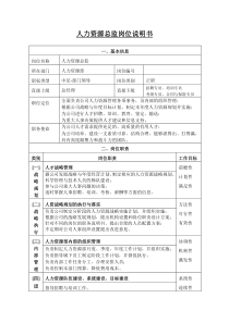 人力资源总监职务说明书