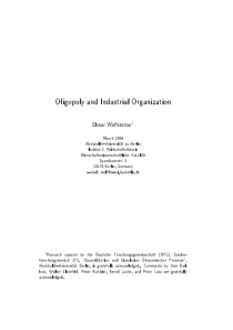 Oligopoly and Industrial Organization