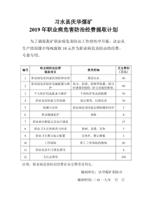 2019年职业病危害防治经费提取计划