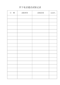 井下电话通话试验记录