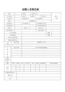 金通煤业应聘人员报名表