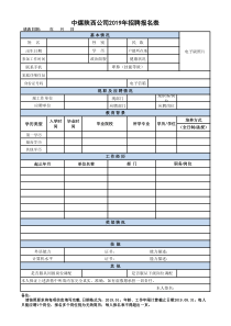 附件2中煤陕西公司公司2019年招聘报名表