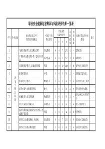 职业安全健康危害辨识与风险评价结果一览表