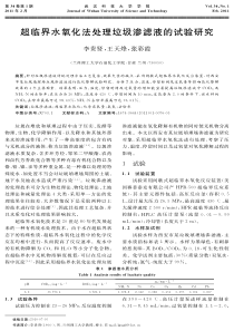 超临界水氧化法处理垃圾渗滤液的试验研究