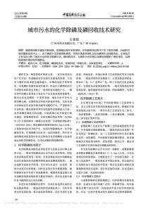 城市污水的化学除磷及磷回收技术研究王伟国