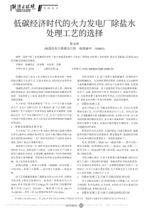 低碳经济时代的火力发电厂除盐水处理工艺的选择詹金坤