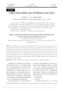 电解法深度处理维生素C类发酵废水外排水研究谢吉程