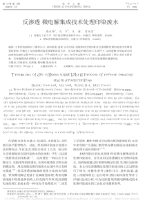 反渗透微电解集成技术处理印染废水张永锋