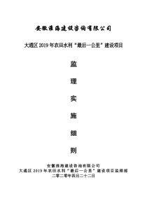大通区2019年农田水利“最后一公里”建设项目监理细则