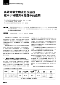 高效好氧生物流化反应器在中小城镇污水处理中的应用