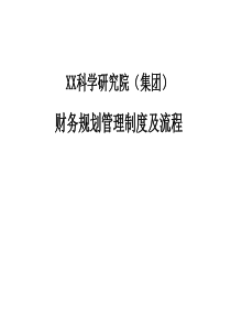 财务规划管理制度及流程