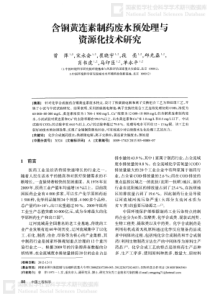 含铜黄连素制药废水预处理与资源化技术研究