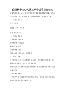 南郊镇中心幼儿园建筑物坍塌应急预案