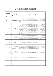 2017政府支出经济分类科目