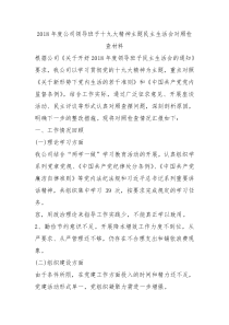 2018年度公司领导班子十九大精神主题民主生活会对照检查材料