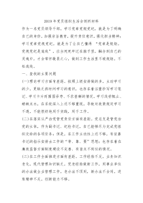 2019年党员组织生活会剖析材料