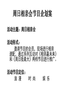 周日相亲会节目企划案